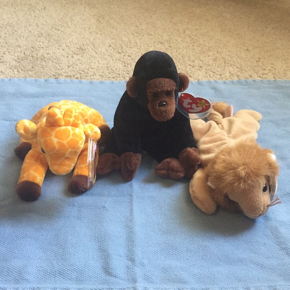 Jungle beanie baby bundle 🦒 🐵 🦁